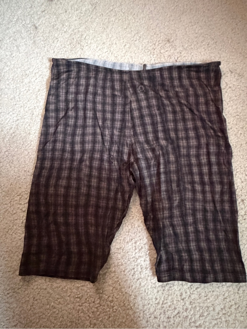Paloma Wool brown and beige plaid mini shorts capri pants y2k